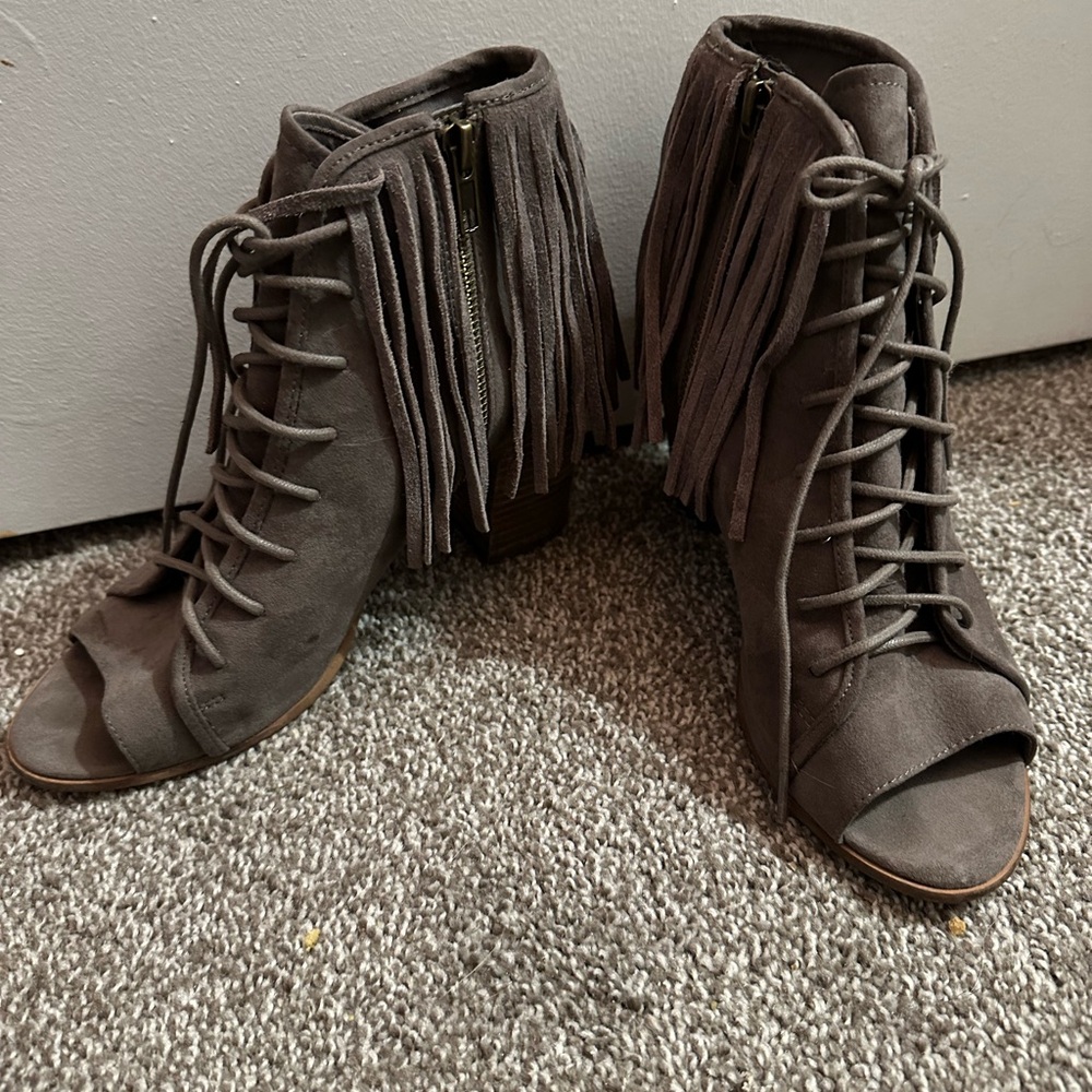 Fringe Open Toe Bootie - image 2